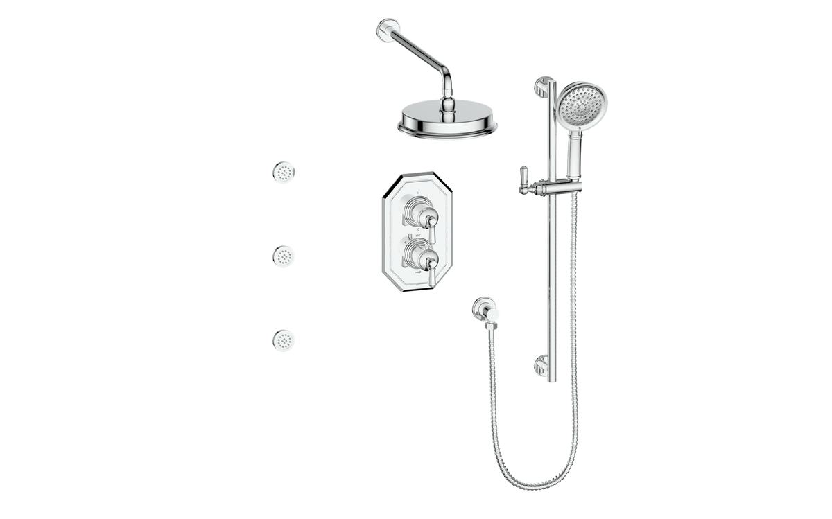 Vogt Carinthia 3-Way TH Shower Kit with Body Jets - Octagonal Handle (C2) / Chrome
