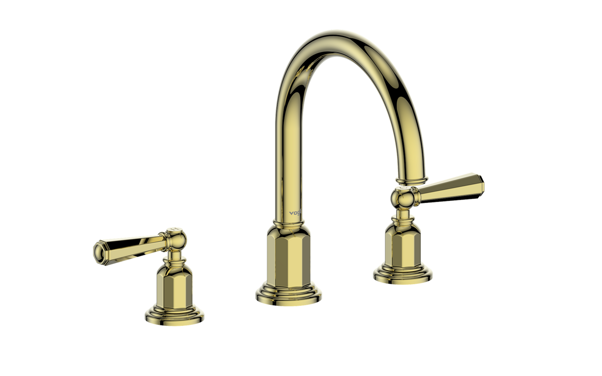 Vogt Carinthia 8" C.C. Lavatory Faucet with Pop-up Drain - Octagonal Handle (C2) / Brushed Gold