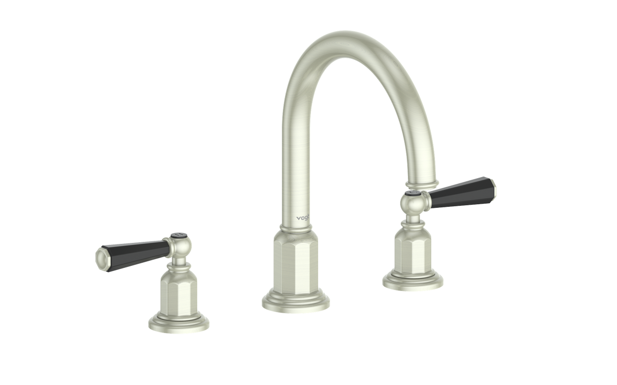 Vogt Carinthia 8" C.C. Lavatory Faucet with Pop-up Drain - Octagonal Handle (C2) / Brushed Nickel/Matte Black