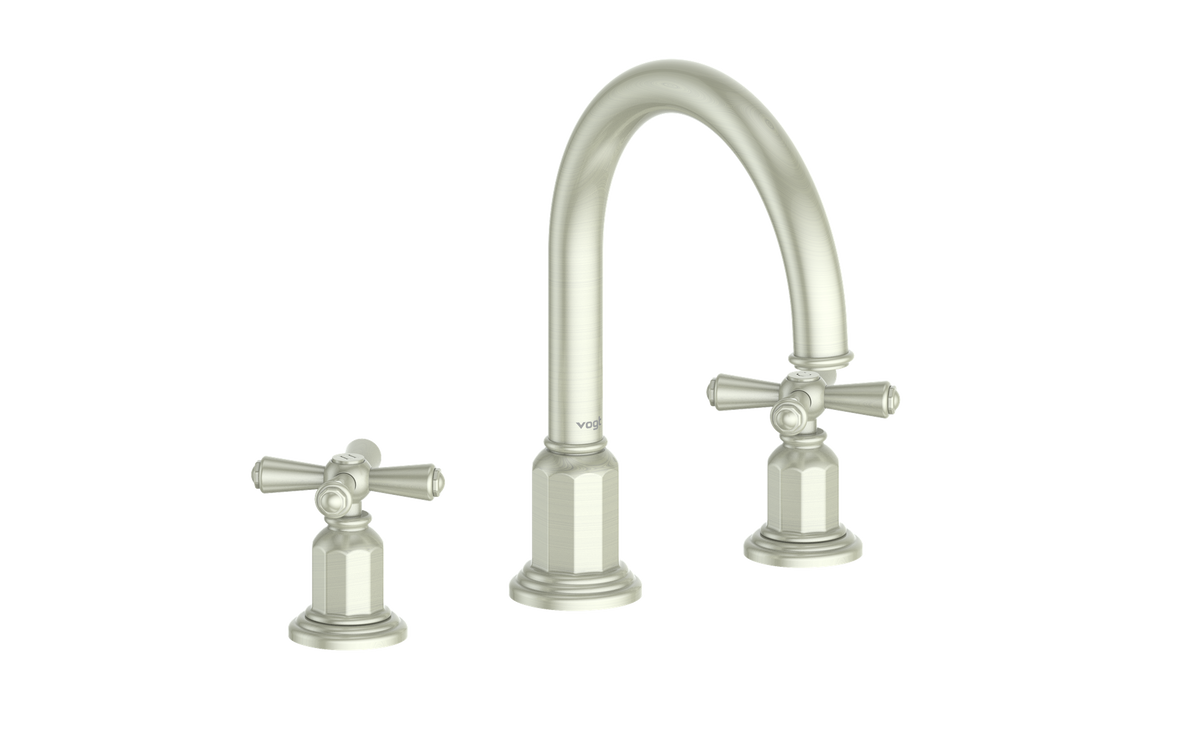 Vogt Carinthia 8" C.C. Lavatory Faucet with Pop-up Drain - Cross Handle (C3) / Brushed Nickel
