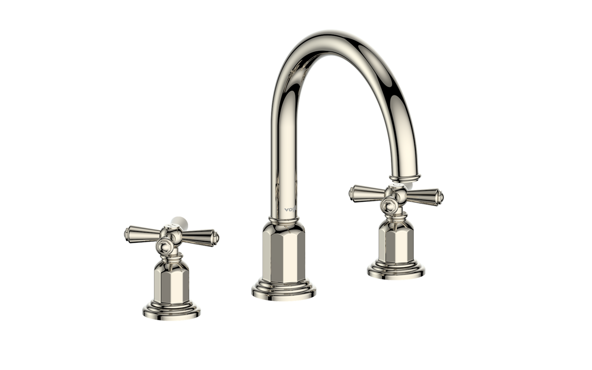 Vogt Carinthia 8" C.C. Lavatory Faucet with Pop-up Drain - Cross Handle (C3) / Polished Nickel