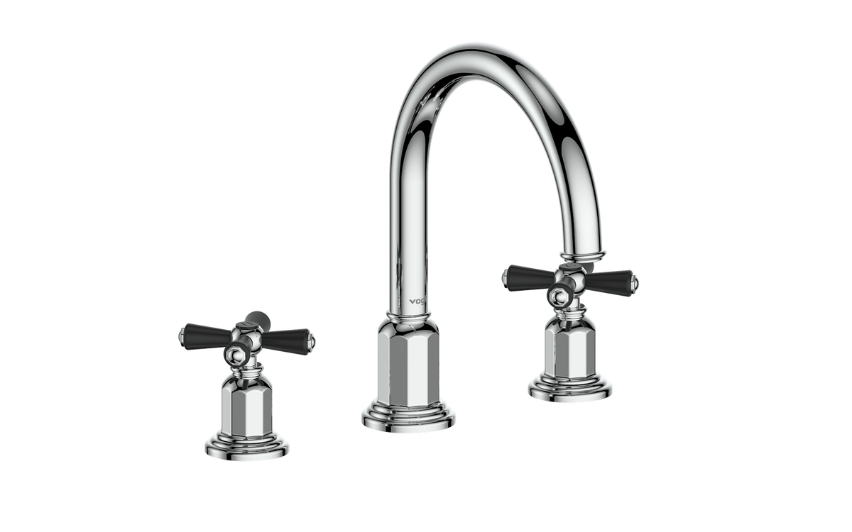 Vogt Carinthia 8" C.C. Lavatory Faucet with Pop-up Drain - Cross Handle (C3) / Chrome/Matte Black