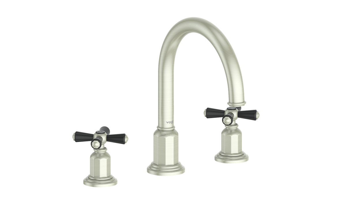 Vogt Carinthia 8" C.C. Lavatory Faucet with Pop-up Drain - Cross Handle (C3) / Brushed Nickel/Matte Black