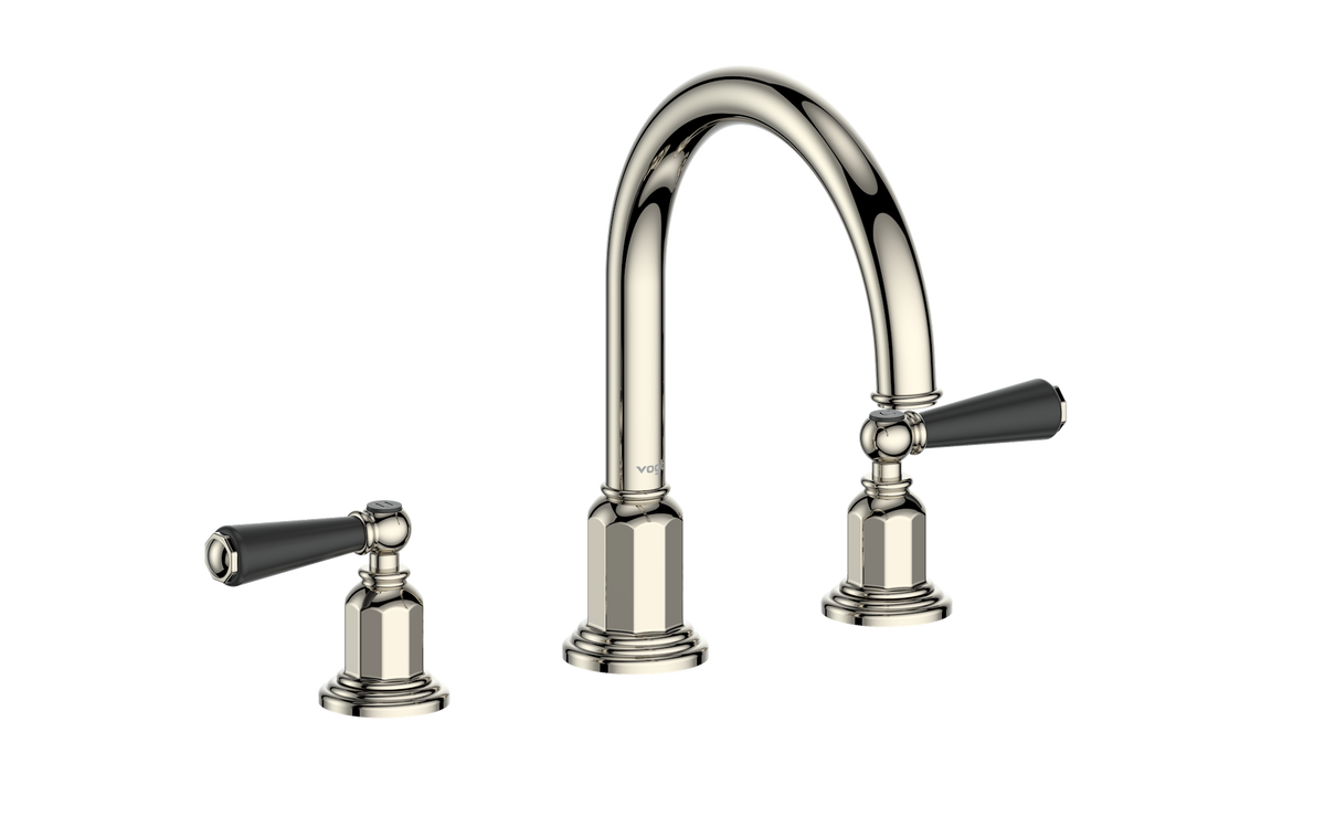 Vogt Carinthia 8" C.C. Lavatory Faucet with Pop-up Drain - Lever Handle (C1) / Polished Nickel/Matte Black