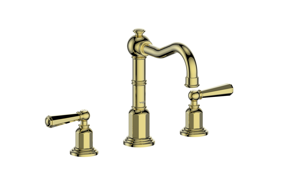Vogt Carinthia 8" C.C. Lavatory Faucet with Pop-up Drain - Octagonal Handle (C2) / Brushed Gold