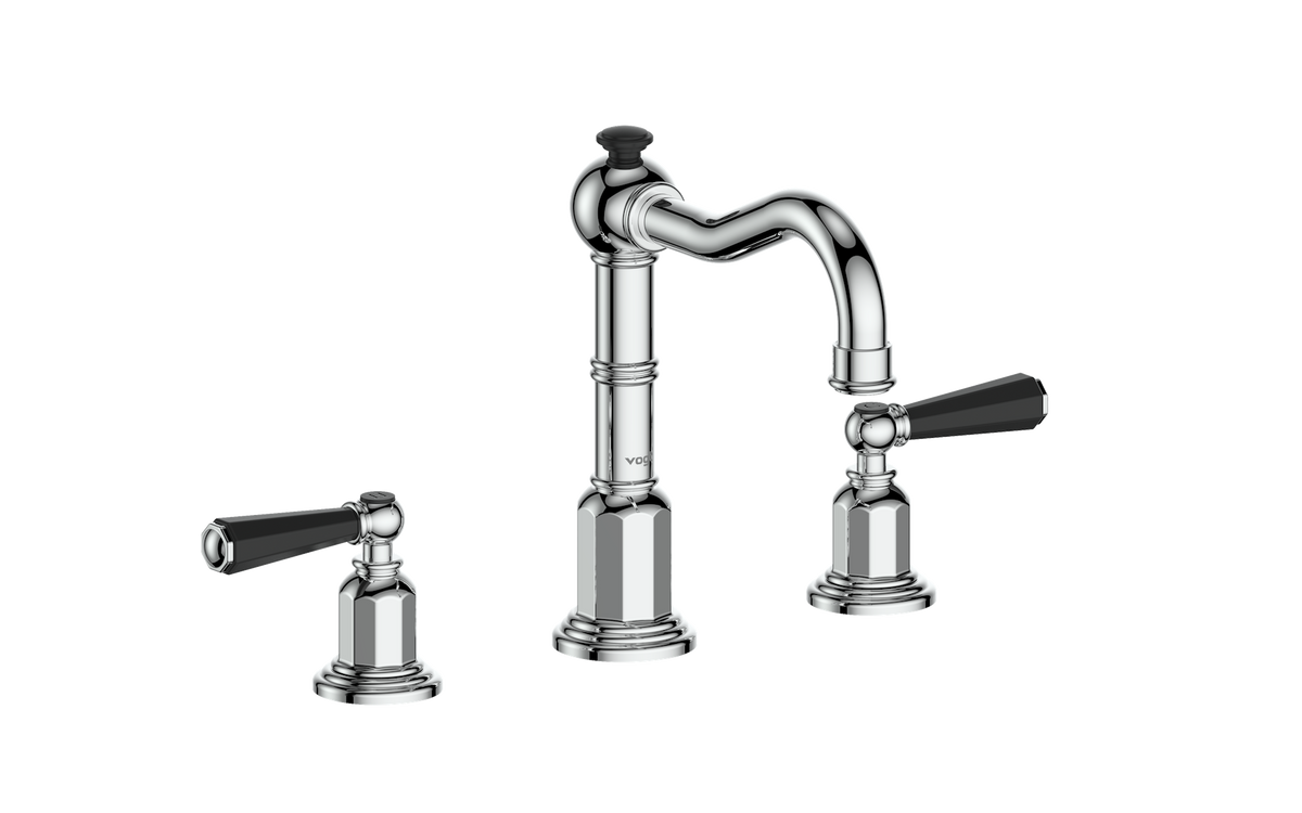 Vogt Carinthia 8" C.C. Lavatory Faucet with Pop-up Drain - Octagonal Handle (C2) / Chrome/Matte Black