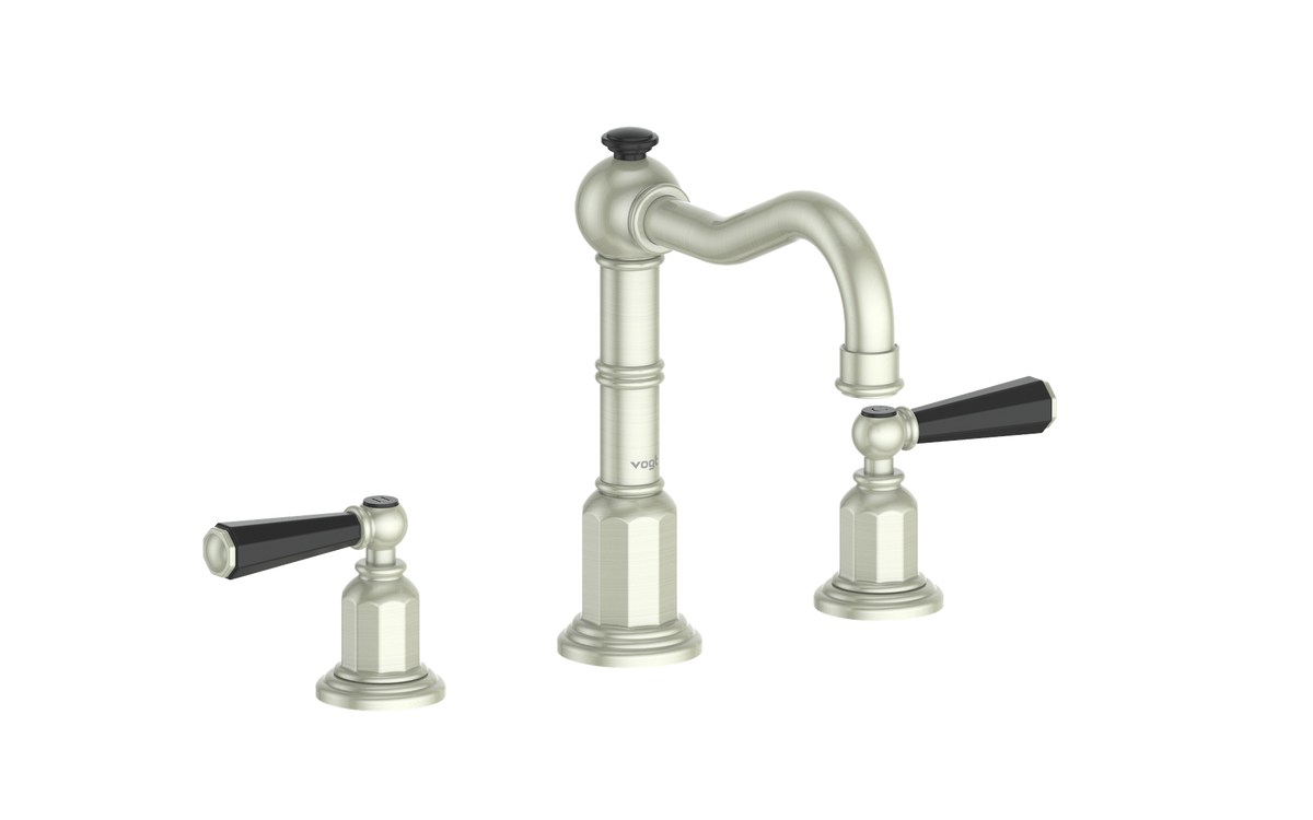 Vogt Carinthia 8" C.C. Lavatory Faucet with Pop-up Drain - Octagonal Handle (C2) / Brushed Nickel/Matte Black