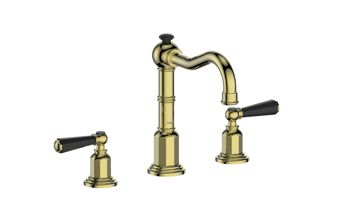 Vogt Carinthia 8" C.C. Lavatory Faucet with Pop-up Drain - Octagonal Handle (C2) / Brushed Gold/Matte Black
