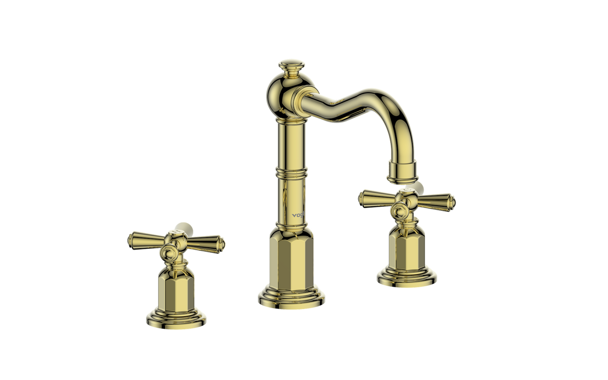 Vogt Carinthia 8" C.C. Lavatory Faucet with Pop-up Drain - Cross Handle (C3) / Brushed Gold