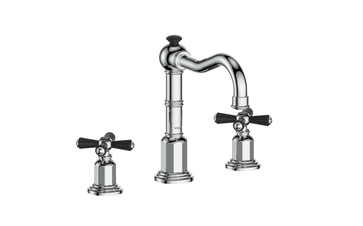 Vogt Carinthia 8" C.C. Lavatory Faucet with Pop-up Drain - Cross Handle (C3) / Chrome/Matte Black
