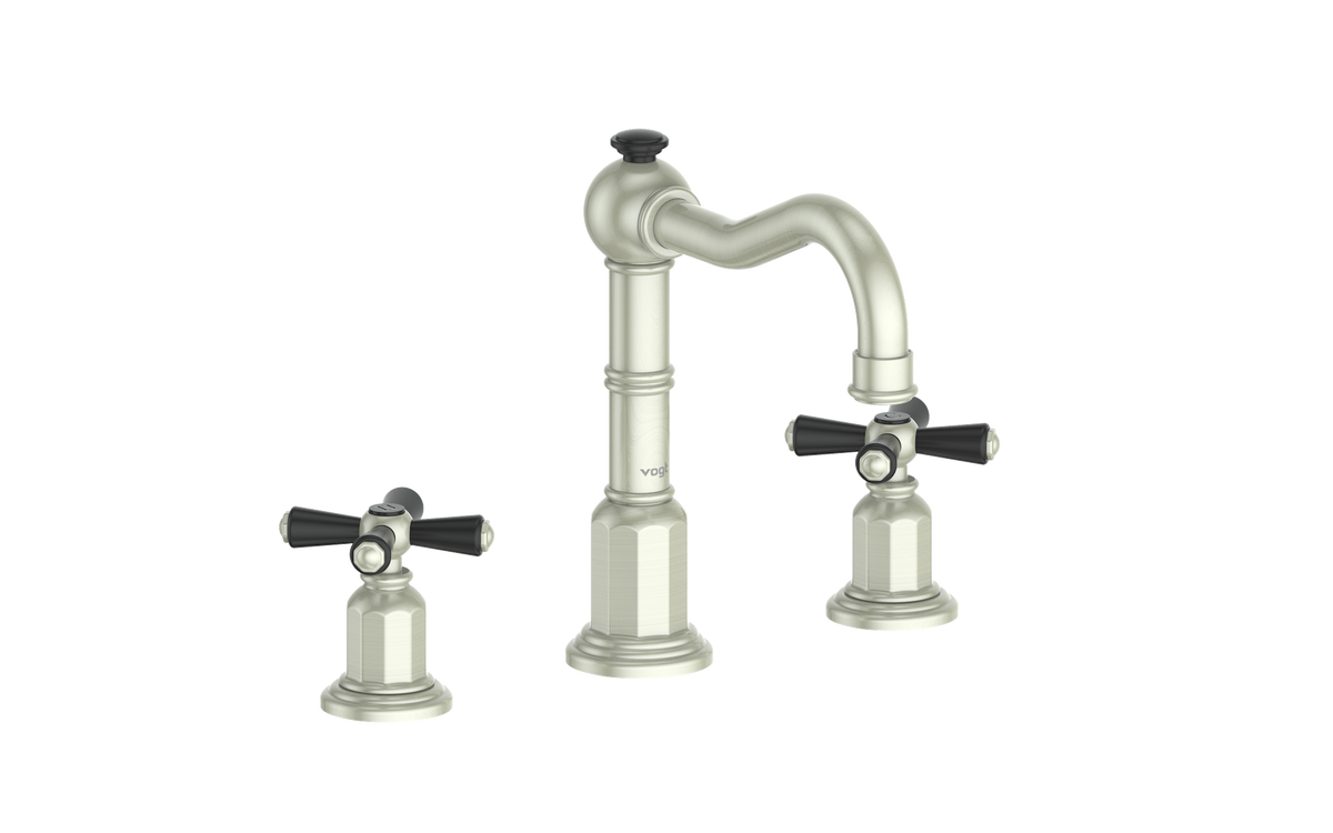 Vogt Carinthia 8" C.C. Lavatory Faucet with Pop-up Drain - Cross Handle (C3) / Brushed Nickel/Matte Black