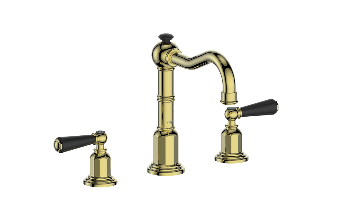 Vogt Carinthia 8" C.C. Lavatory Faucet with Pop-up Drain - Lever Handle (C1) / Brushed Gold/Matte Black