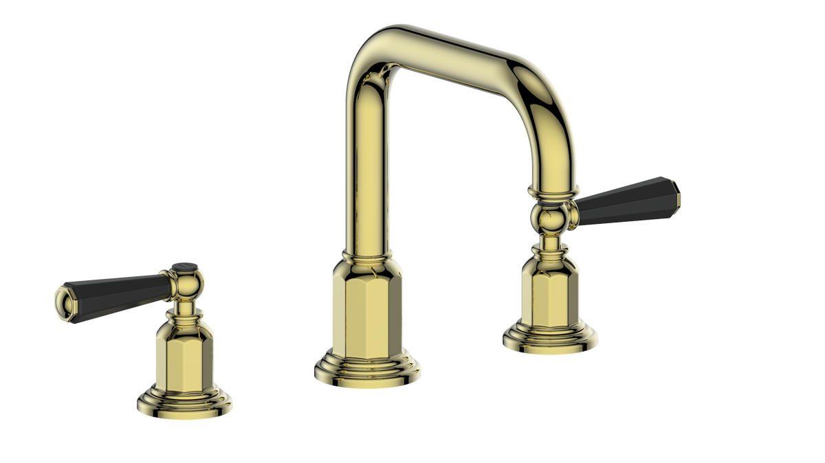 Vogt Carinthia 8" C.C. Lavatory Faucet with Pop-up Drain - Octagonal Handle (C2) / Brushed Gold/Matte Black