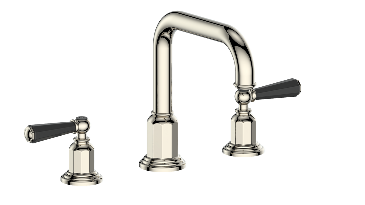 Vogt Carinthia 8" C.C. Lavatory Faucet with Pop-up Drain - Octagonal Handle (C2) / Polished Nickel/Matte Black