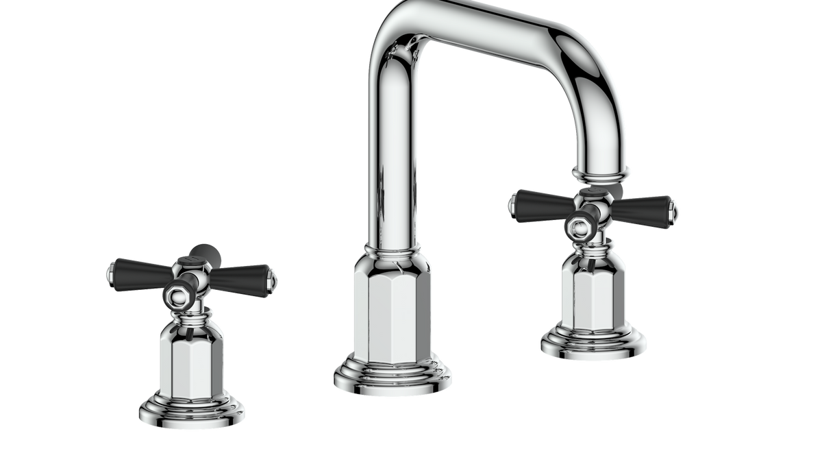 Vogt Carinthia 8" C.C. Lavatory Faucet with Pop-up Drain - Cross Handle (C3) / Chrome/Matte Black