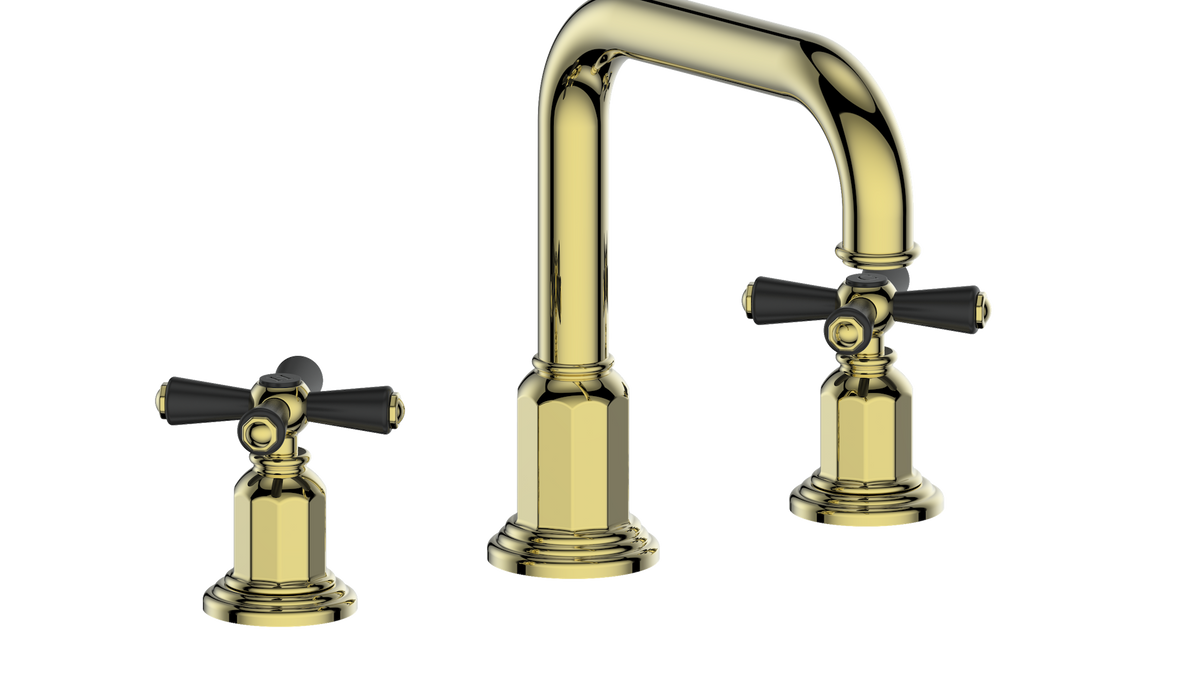Vogt Carinthia 8" C.C. Lavatory Faucet with Pop-up Drain - Cross Handle (C3) / Brushed Gold/Matte Black