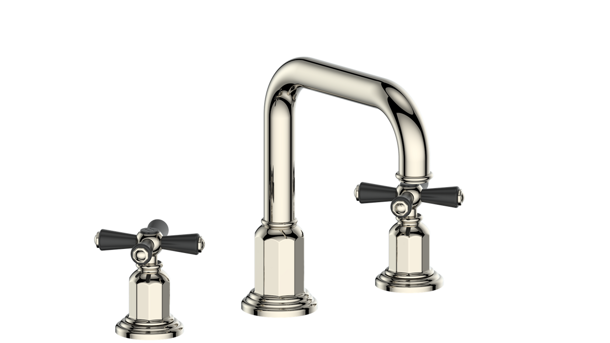 Vogt Carinthia 8" C.C. Lavatory Faucet with Pop-up Drain - Cross Handle (C3) / Polished Nickel/Matte Black