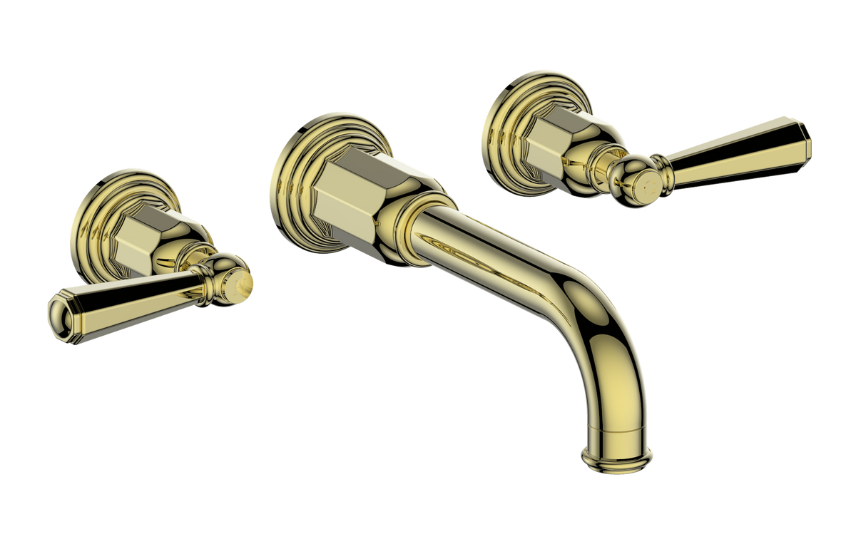 Vogt Carinthia 8" C.C. Wall Mount Lavatory Faucet - Octagonal Handle (C2) / Brushed Gold