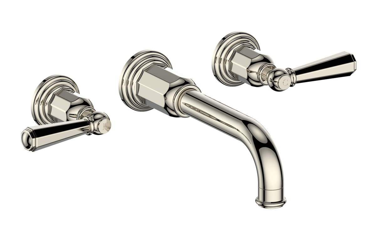 Vogt Carinthia 8" C.C. Wall Mount Lavatory Faucet - Octagonal Handle (C2) / Polished Nickel