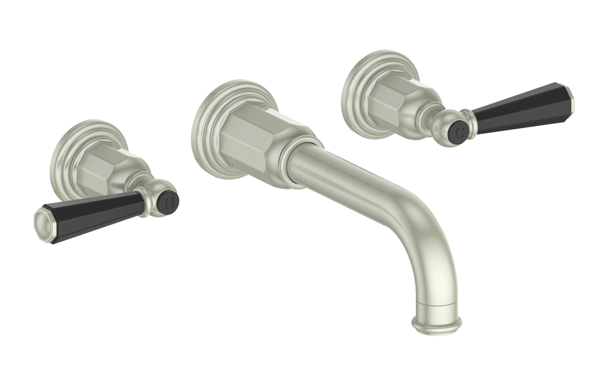 Vogt Carinthia 8" C.C. Wall Mount Lavatory Faucet - Octagonal Handle (C2) / Brushed Nickel/Matte Black