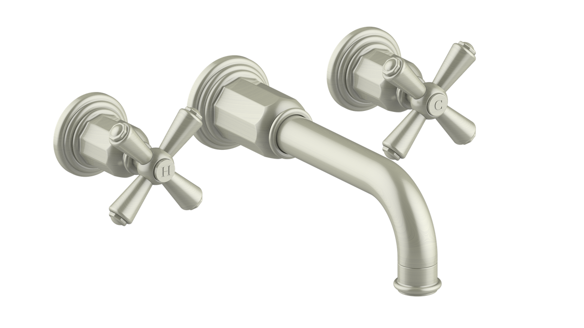 Vogt Carinthia 8" C.C. Wall Mount Lavatory Faucet - Cross Handle (C3) / Brushed Nickel