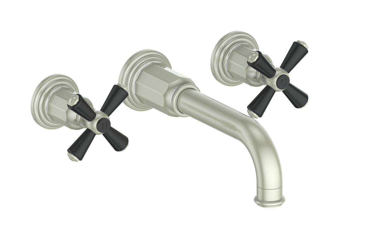 Vogt Carinthia 8" C.C. Wall Mount Lavatory Faucet - Cross Handle (C3) / Brushed Nickel/Matte Black