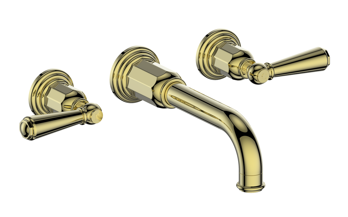 Vogt Carinthia 8" C.C. Wall Mount Lavatory Faucet - Lever Handle (C1) / Brushed Gold