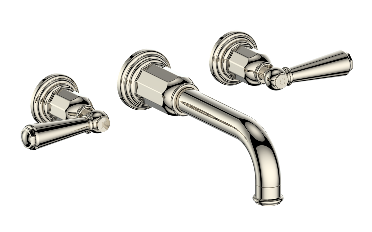 Vogt Carinthia 8" C.C. Wall Mount Lavatory Faucet - Lever Handle (C1) / Polished Nickel