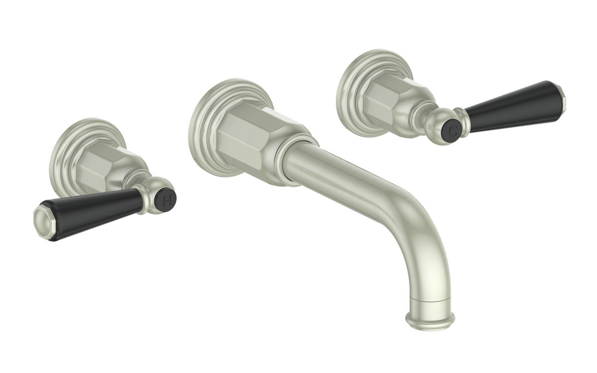 Vogt Carinthia 8" C.C. Wall Mount Lavatory Faucet - Lever Handle (C1) / Brushed Nickel/Matte Black
