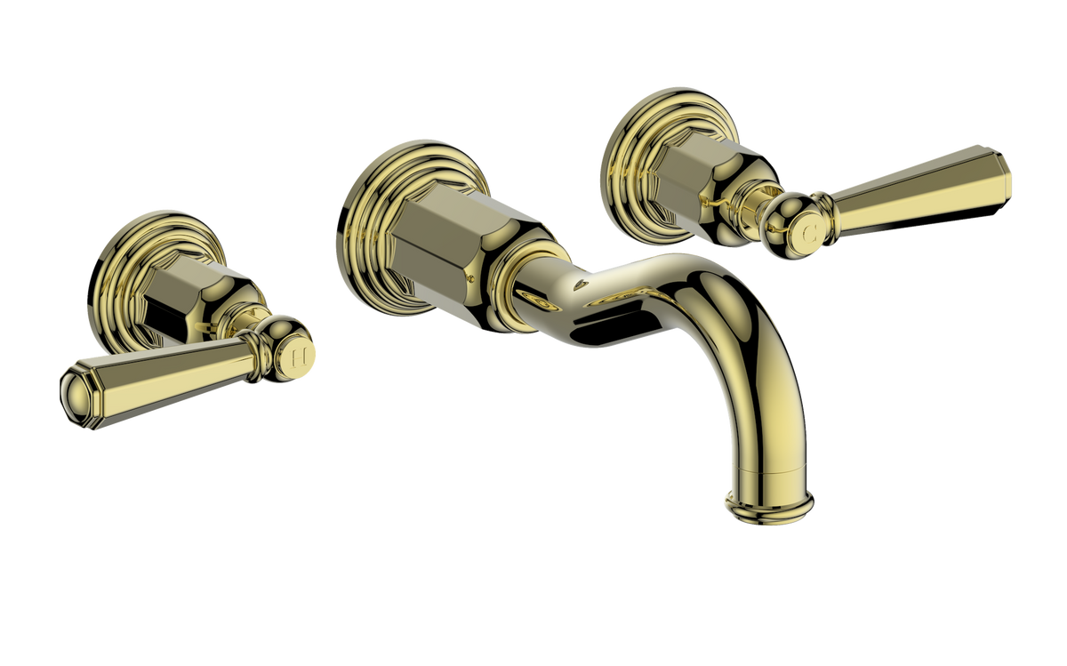 Vogt Carinthia 8" C.C. Wall Mount Lavatory Faucet - Octagonal Handle (C2) / Brushed Gold