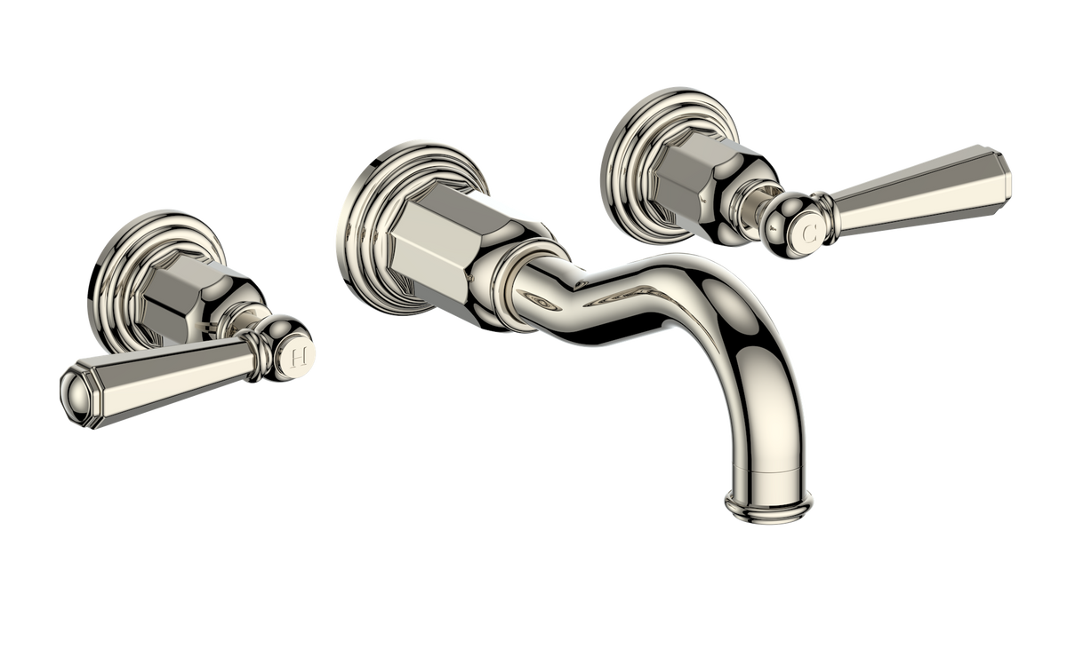 Vogt Carinthia 8" C.C. Wall Mount Lavatory Faucet - Octagonal Handle (C2) / Polished Nickel