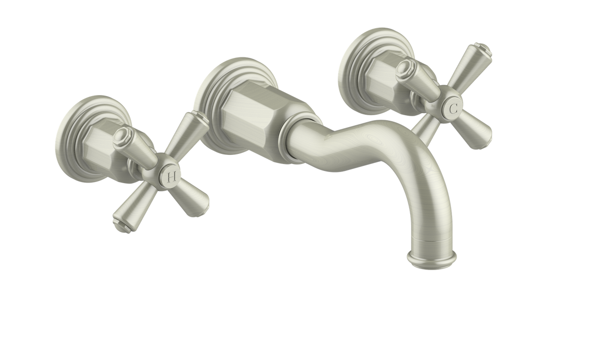 Vogt Carinthia 8" C.C. Wall Mount Lavatory Faucet - Cross Handle (C3) / Brushed Nickel