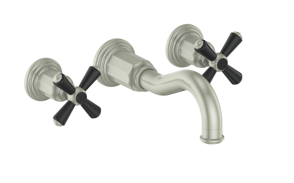 Vogt Carinthia 8" C.C. Wall Mount Lavatory Faucet - Cross Handle (C3) / Brushed Nickel/Matte Black