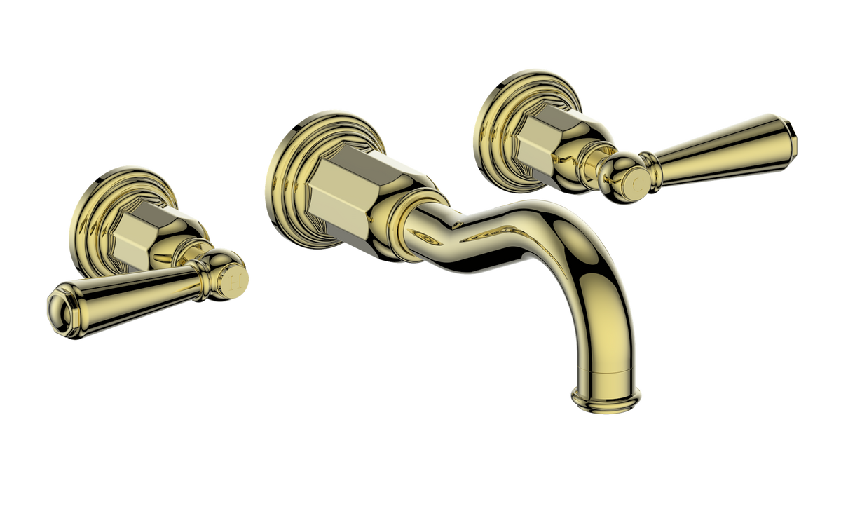 Vogt Carinthia 8" C.C. Wall Mount Lavatory Faucet - Lever Handle (C1) / Brushed Gold