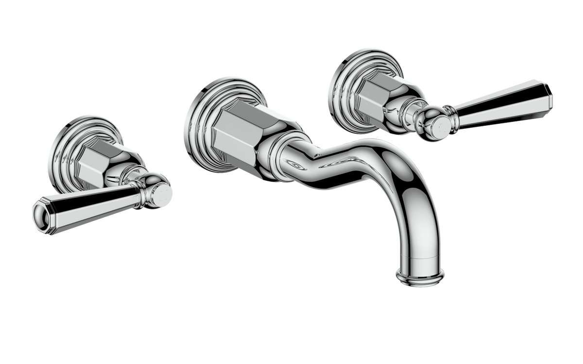 Vogt Carinthia 8" C.C. Wall Mount Lavatory Faucet - Octagonal Handle (C2) / Chrome