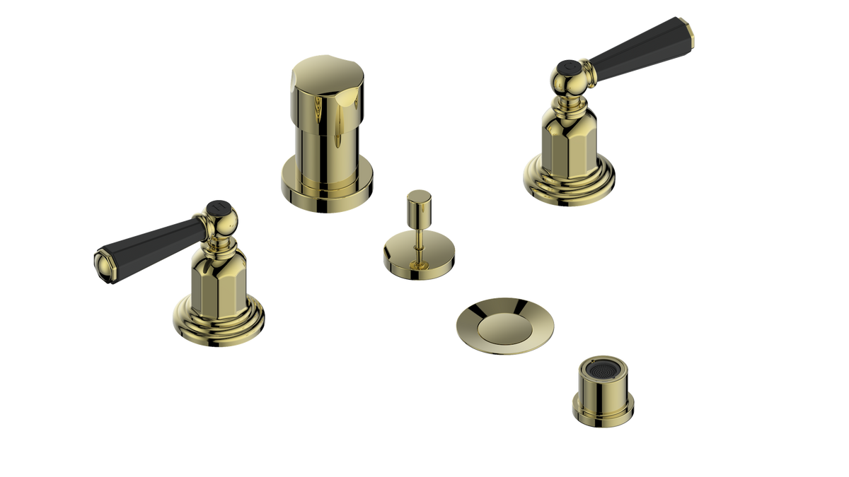 Vogt Carinthia Bidet - Octagonal Handle (C2) / Brushed Gold/Matte Black