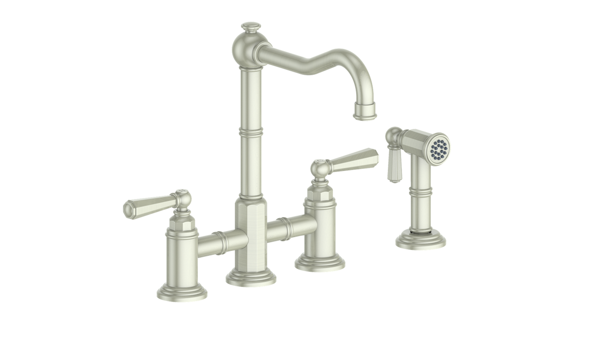 Vogt Carinthia Bridge Kitchen Faucet with Side Spray - Octagonal Handle (C2) / Brushed Nickel