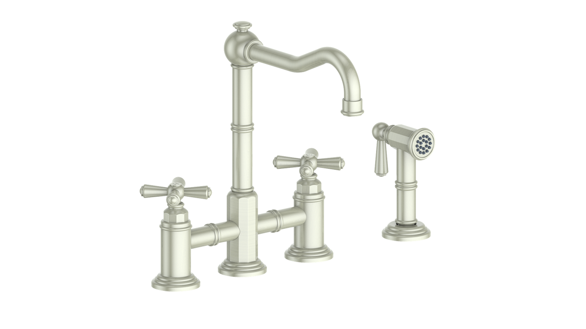 Vogt Carinthia Bridge Kitchen Faucet with Side Spray - Cross Handle (C3) / Brushed Nickel
