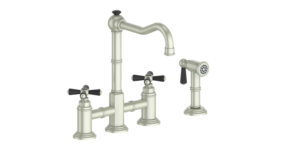 Vogt Carinthia Bridge Kitchen Faucet with Side Spray - Cross Handle (C3) / Brushed Nickel/Matte Black