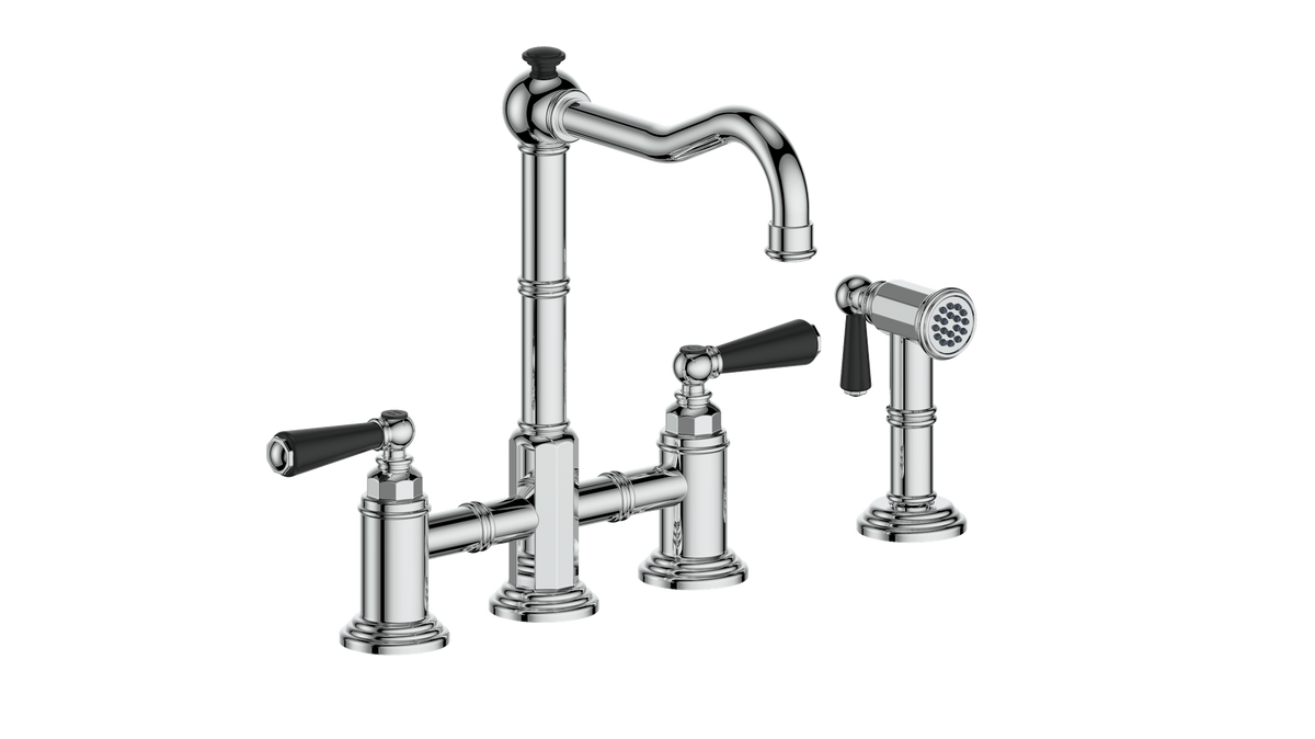 Vogt Carinthia Bridge Kitchen Faucet with Side Spray - Lever Handle (C1) / Chrome/Matte Black