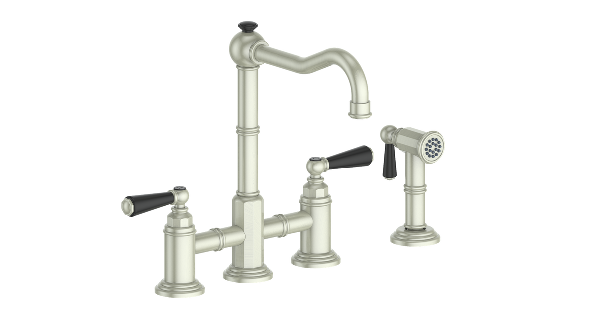 Vogt Carinthia Bridge Kitchen Faucet with Side Spray - Lever Handle (C1) / Brushed Nickel/Matte Black