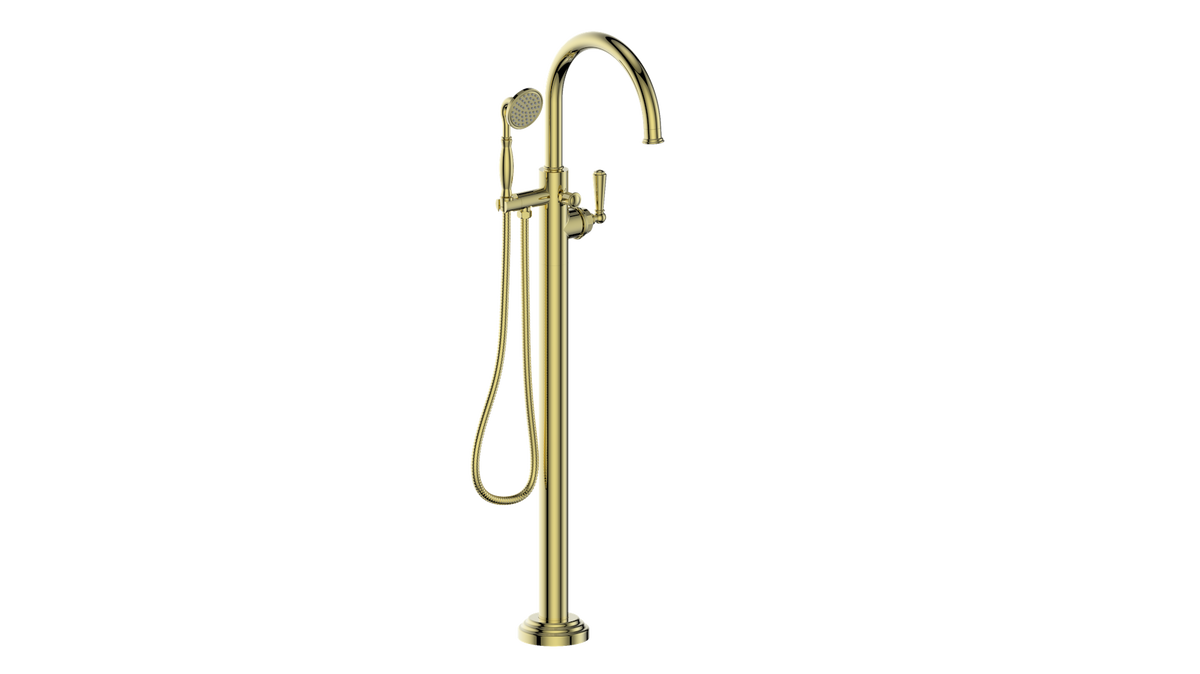 Vogt Carinthia Floor Mount Tub Filler - Lever Handle (C1) / Brushed Gold