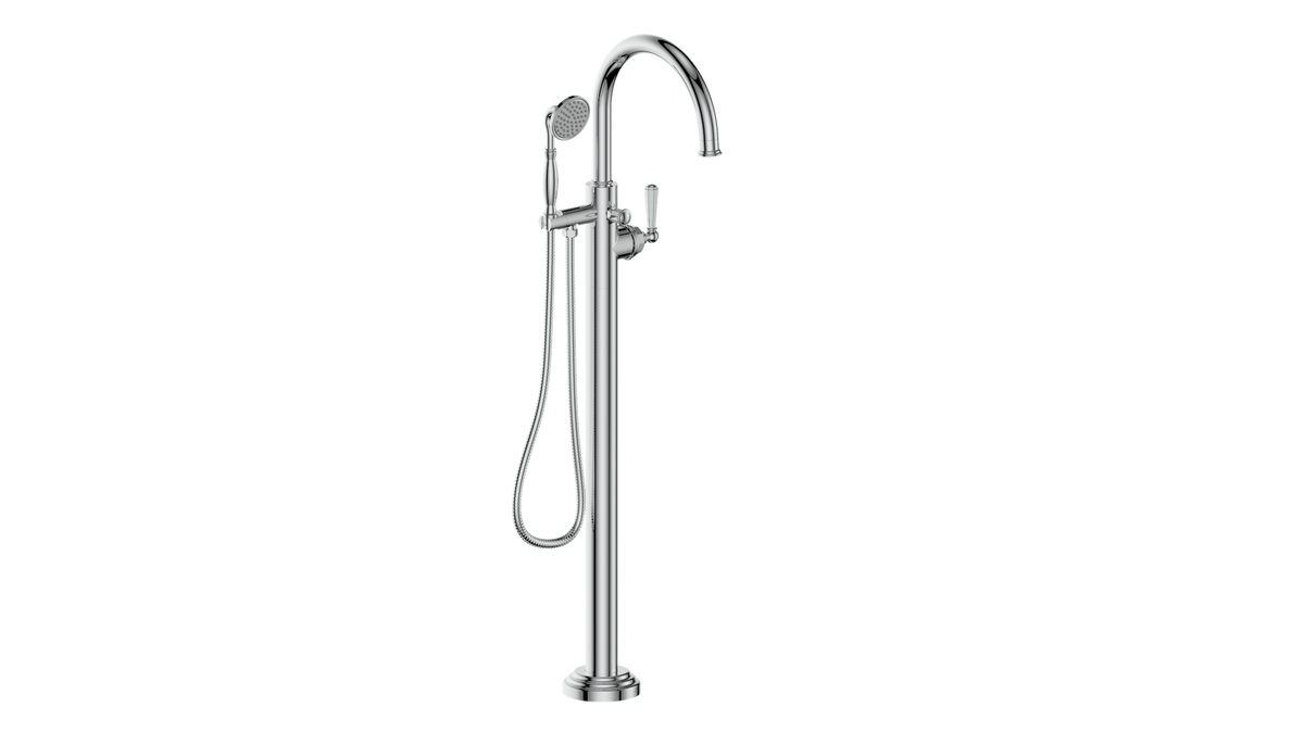 Vogt Carinthia Floor Mount Tub Filler - Octagonal Handle (C2) / Chrome