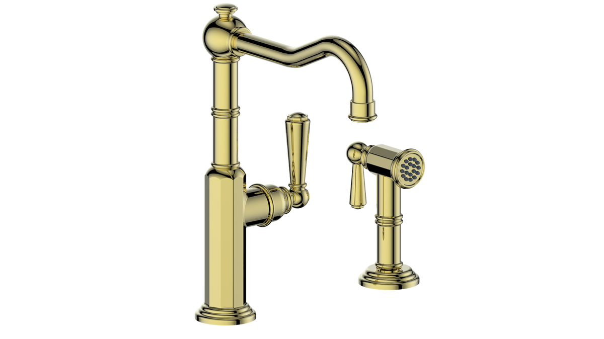 Vogt Carinthia Kitchen Faucet with Side Spray - Lever Handle (C1) / Brushed Gold