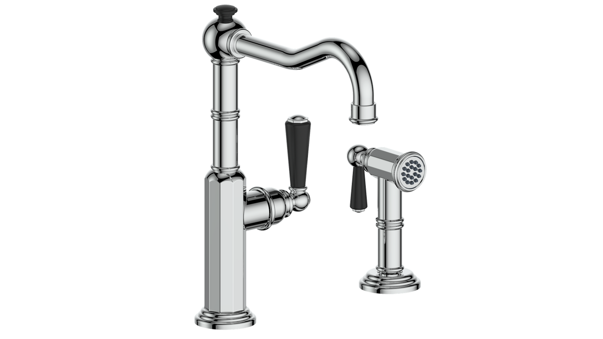 Vogt Carinthia Kitchen Faucet with Side Spray - Lever Handle (C1) / Chrome/Matte Black