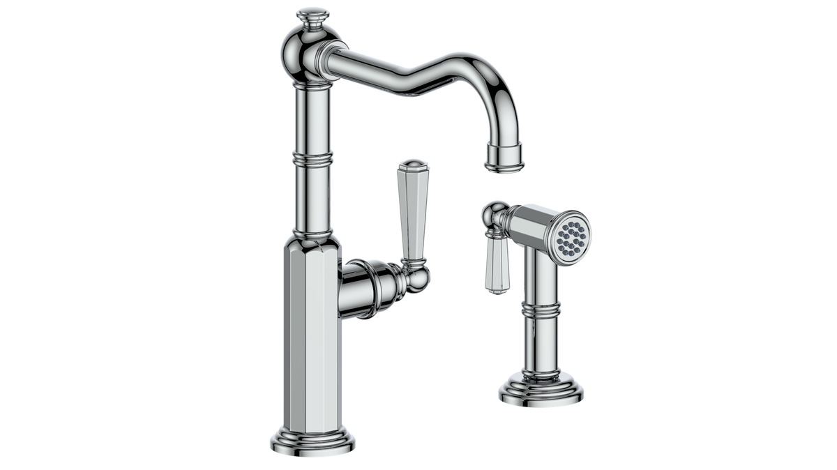 Vogt Carinthia Kitchen Faucet with Side Spray - Octagonal Handle (C2) / Chrome