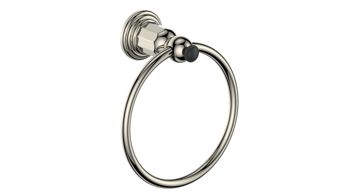 Vogt Carinthia Towel Ring - Polished Nickel/Matte Black