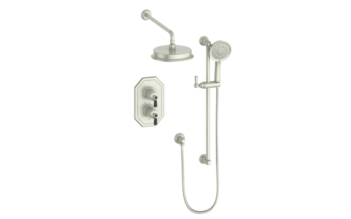 Vogt Carinthia Trim for 2-Way TH Shower Kit - Octagonal Handle (C2) / Brushed Nickel/Matte Black