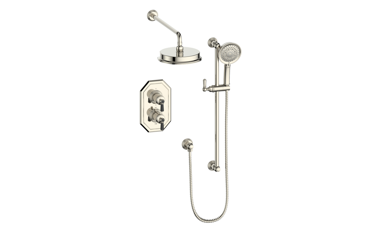 Vogt Carinthia Trim for 2-Way TH Shower Kit - Octagonal Handle (C2) / Polished Nickel/Matte Black