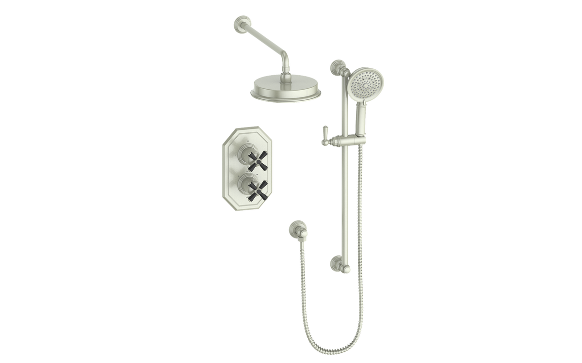 Vogt Carinthia Trim for 2-Way TH Shower Kit - Cross Handle (C3) / Brushed Nickel/Matte Black